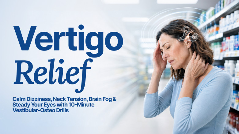 Vertigo Relief: Calm Dizziness, Neck Tension, Brain Fog & Steady Your Eyes with 10-Minute Vestibular-Osteo Drills